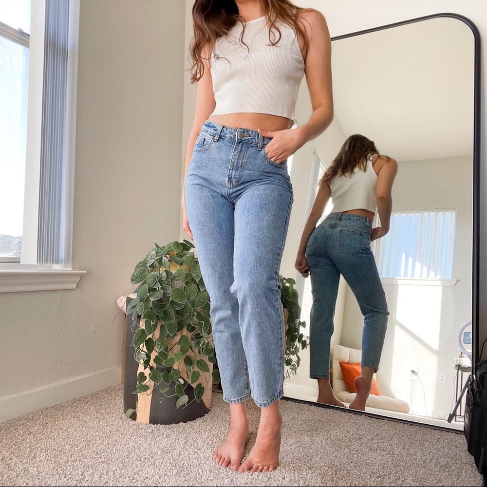 SHEIN High Rise Cropped Mom Jeans